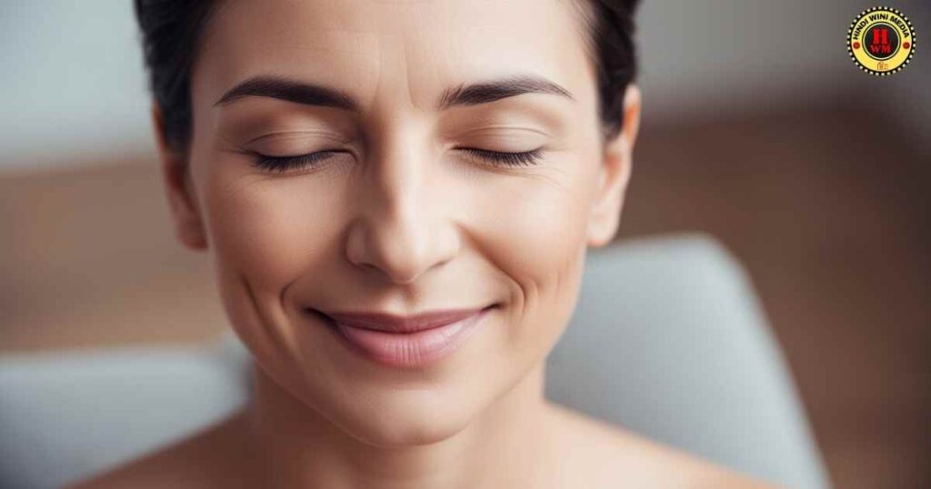 A person is doing Vipassana Meditation and she is very happy 