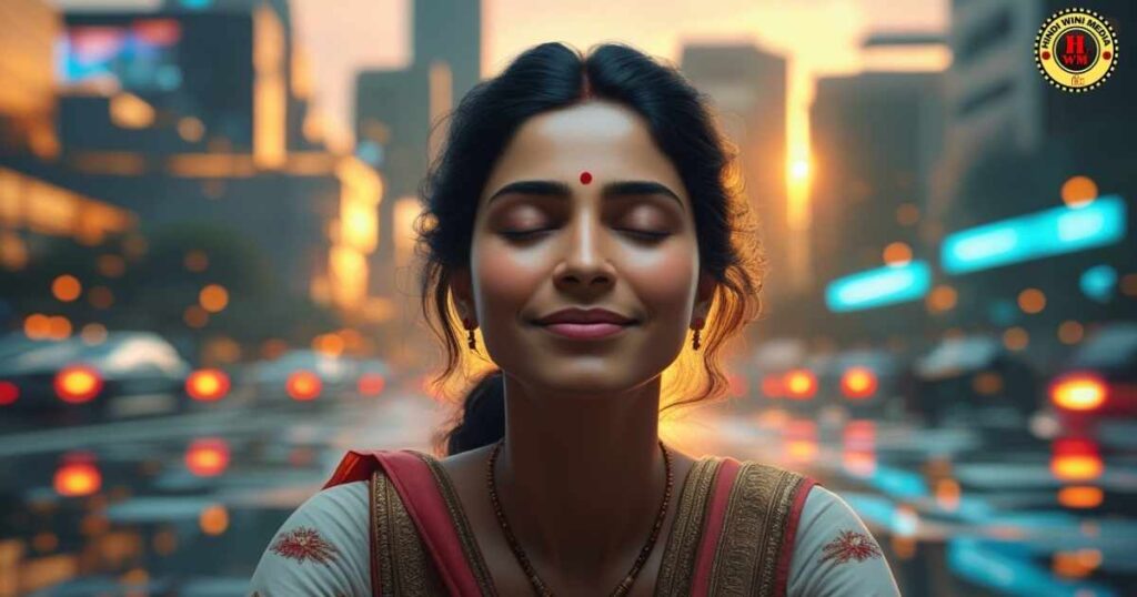 A lady is practicing Vipassana Meditation.