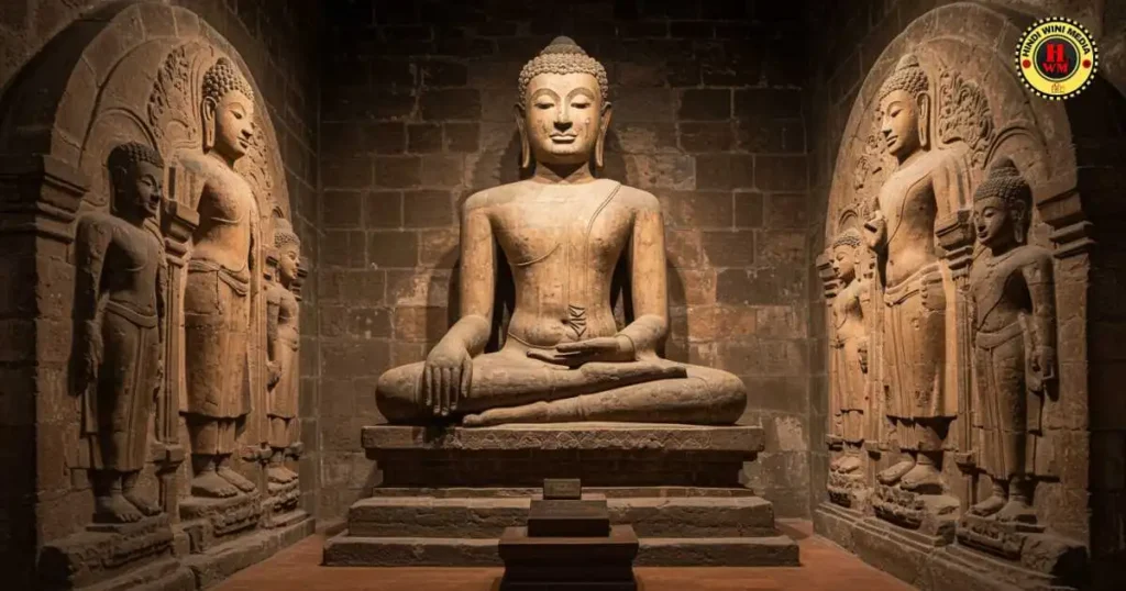 Ancient Buddhist statue representing the history of Vipassana