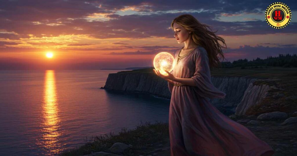 Woman symbolizing emotional healing and trauma release at sunset.