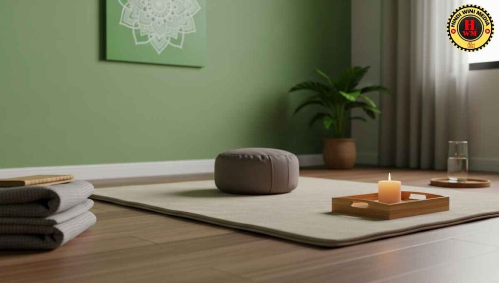 Cozy Indian home meditation space for Vipassana