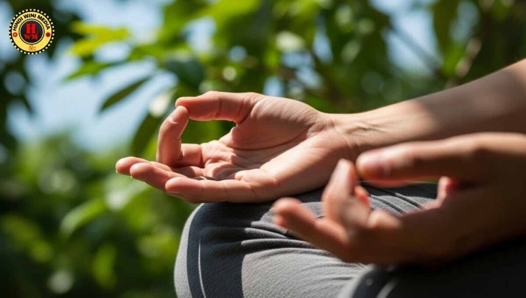 Close-up of hands in meditation, symbolizing vipassana mindfulness