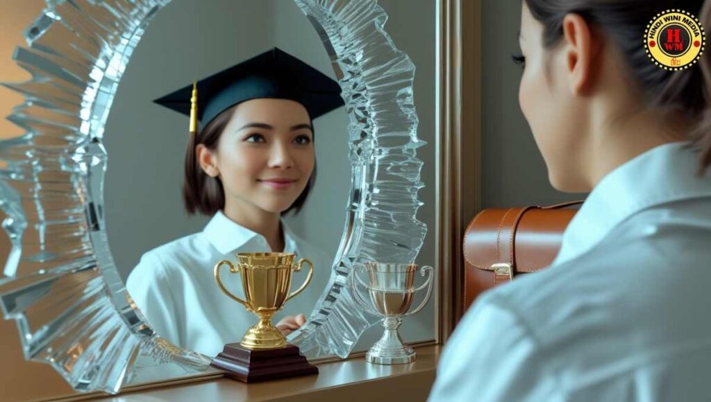 Reflection of success in mirror