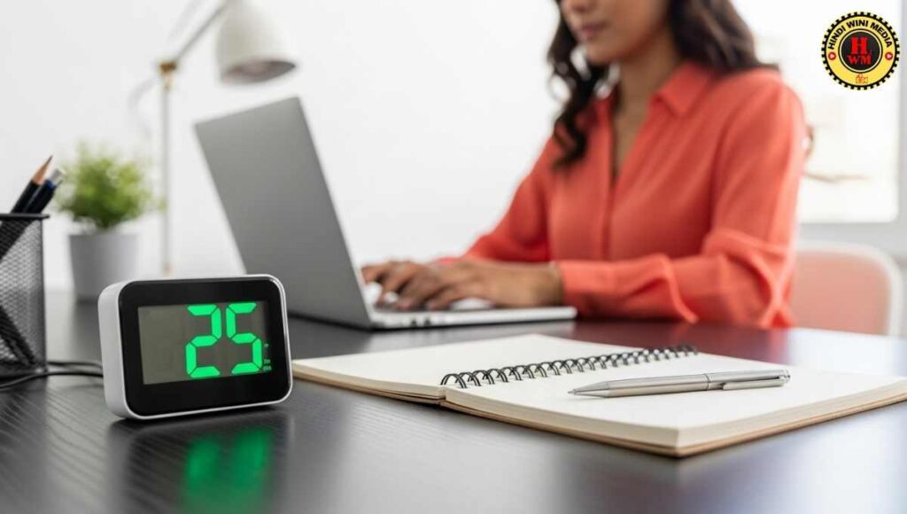 Pomodoro timer on desk"