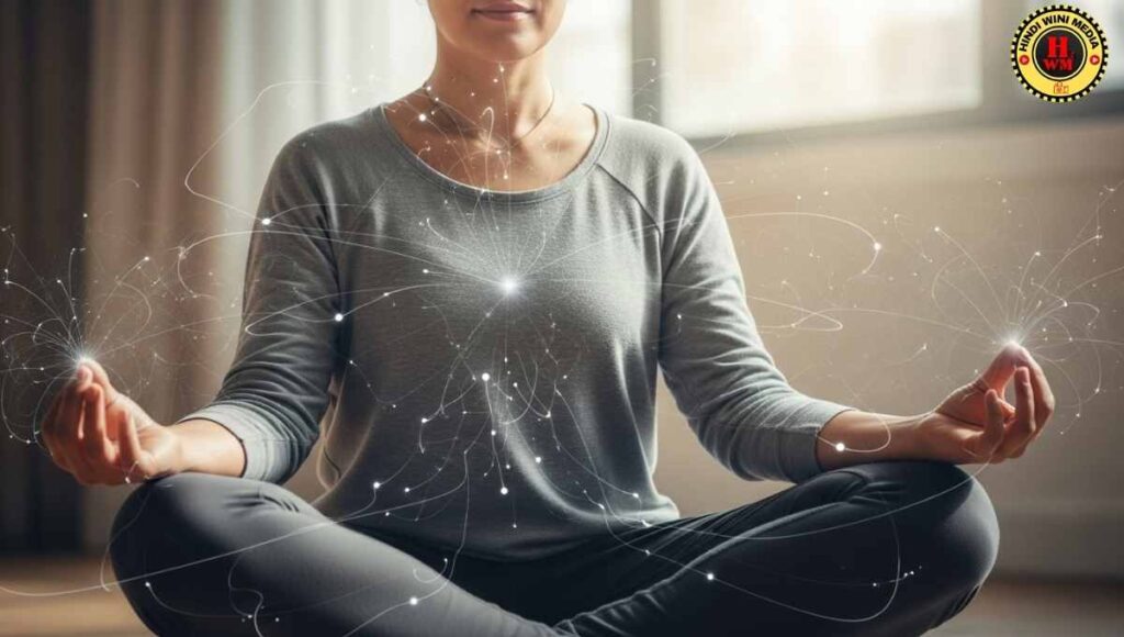 Person practicing Vipassana meditation with a calm expression