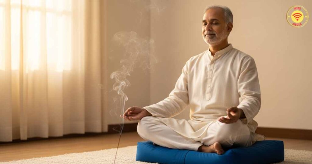 A man is doing Vipassana Meditation