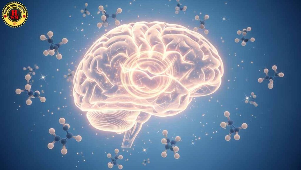 Brain with dopamine and serotonin, symbolizing gratitude science